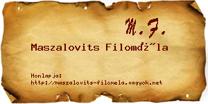 Maszalovits Filoméla névjegykártya
